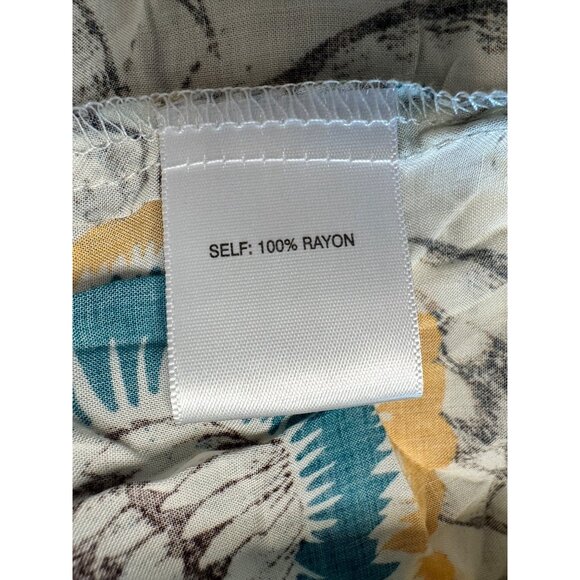 Rose & Oliver Fluffer Sleeve Tie Neck Size Medium Print Blouse NWT Brown Teal Ye - Picture 5 of 8